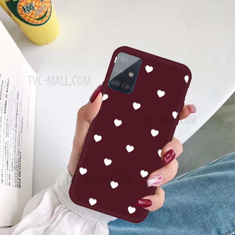 Small Love Hearts Pattern Printing Matte TPU Back Shell for Samsung Galaxy A71 A715 - Wine Red-5
