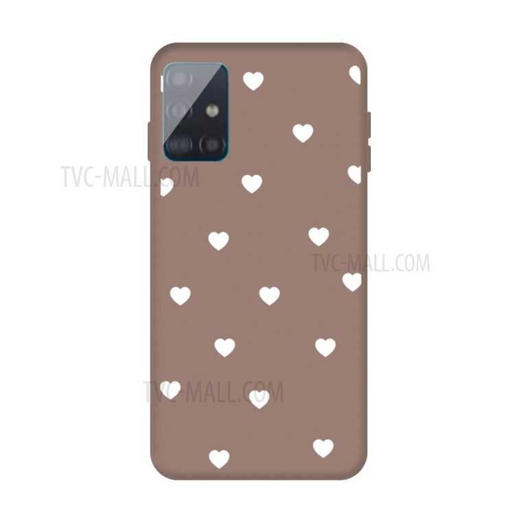 Small Love Hearts Pattern Printing Matte TPU Back Shell for Samsung Galaxy A71 A715 - Khaki-1