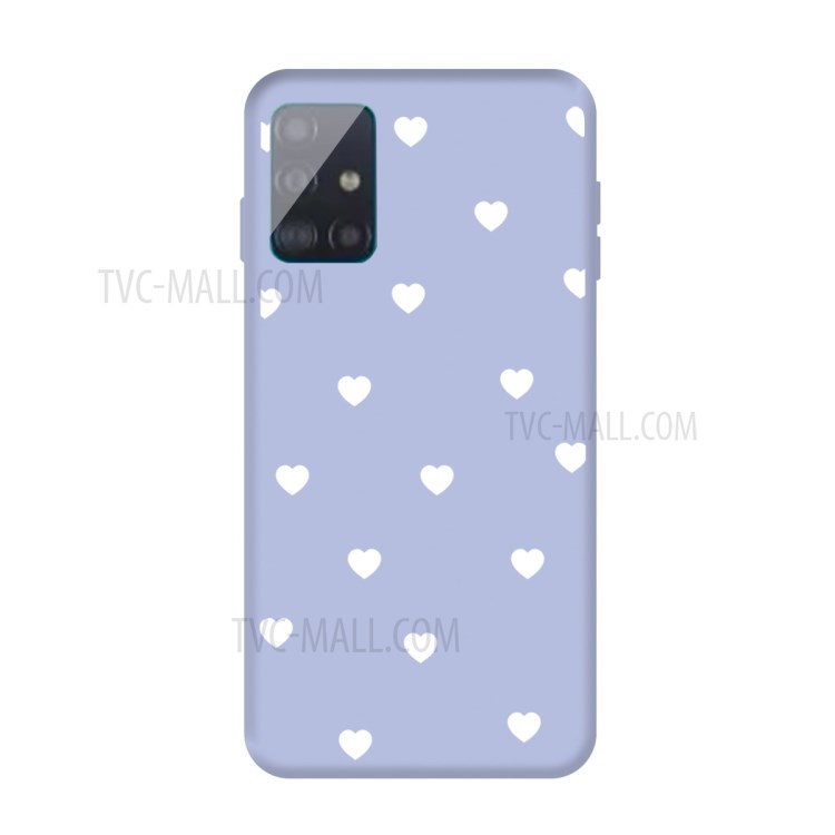 Small Love Hearts Pattern Printing Matte TPU Back Shell for Samsung Galaxy A71 A715 - Blue-1