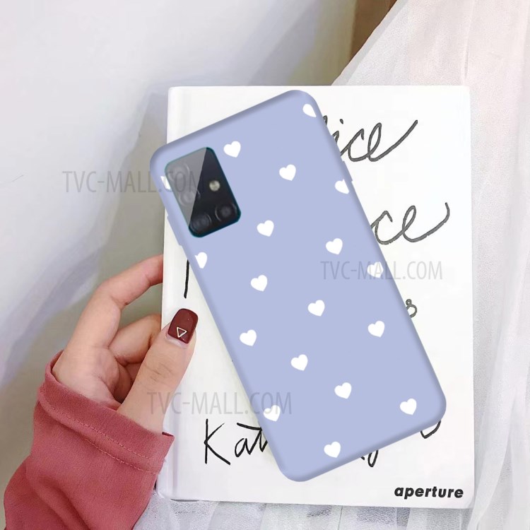 Small Love Hearts Pattern Printing Matte TPU Back Shell for Samsung Galaxy A71 A715 - Blue-2