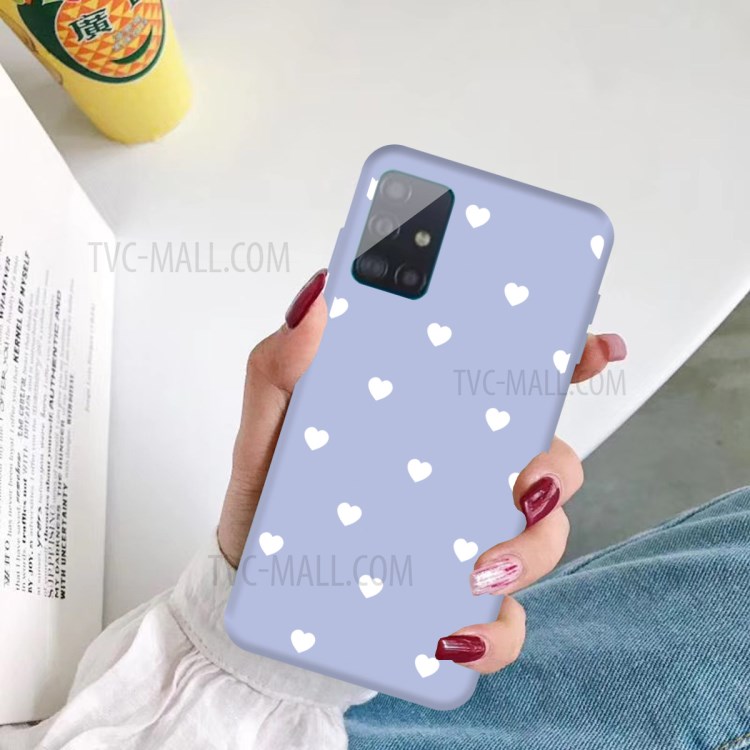 Small Love Hearts Pattern Printing Matte TPU Back Shell for Samsung Galaxy A71 A715 - Blue-5