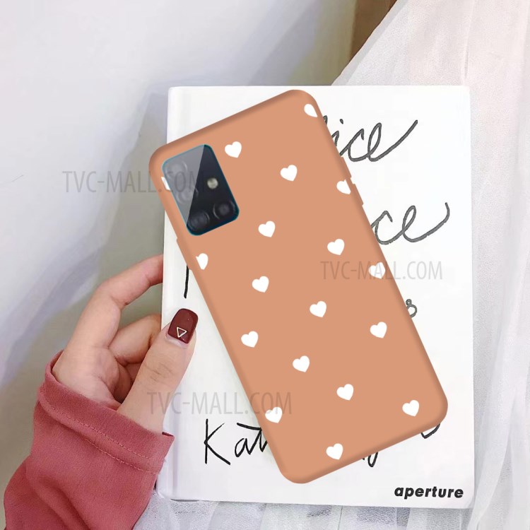 Pequenos Corações de Amor Padrão Impressão Matte TPU Back Shell Para Samsung Galaxy A71 A715 - Coral-2