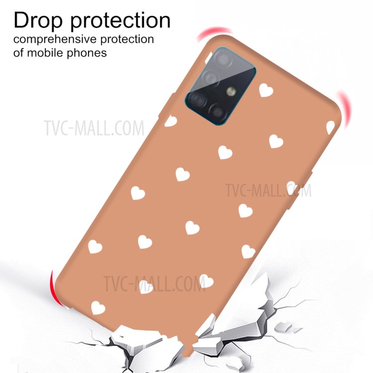 Pequenos Corações de Amor Padrão Impressão Matte TPU Back Shell Para Samsung Galaxy A71 A715 - Coral-3