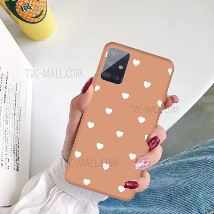 Pequenos Corações de Amor Padrão Impressão Matte TPU Back Shell Para Samsung Galaxy A71 A715 - Coral-5