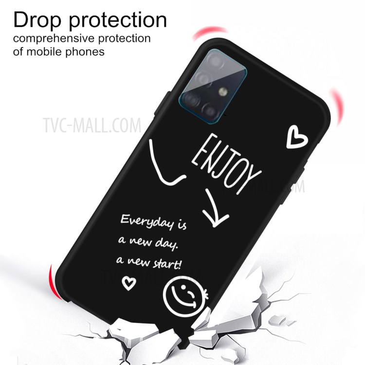 Letters Printing Matte TPU Phone Cover for Samsung Galaxy A51 - Black-3