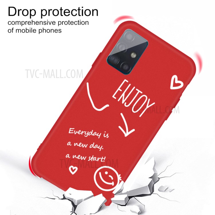 Letters Printing Matte TPU Phone Cover for Samsung Galaxy A51 - Red-3