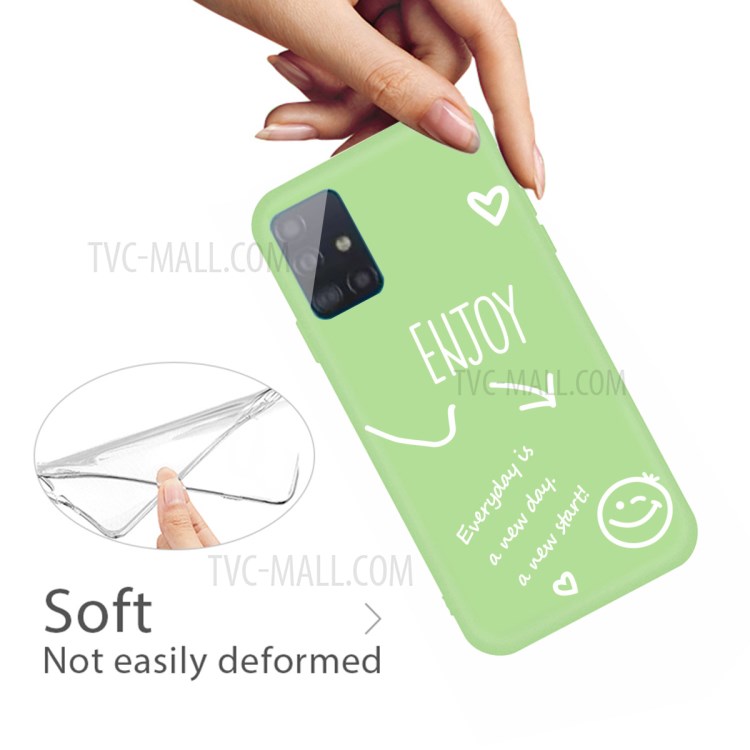 Letters Printing Matte TPU Phone Cover for Samsung Galaxy A51 - Green-4