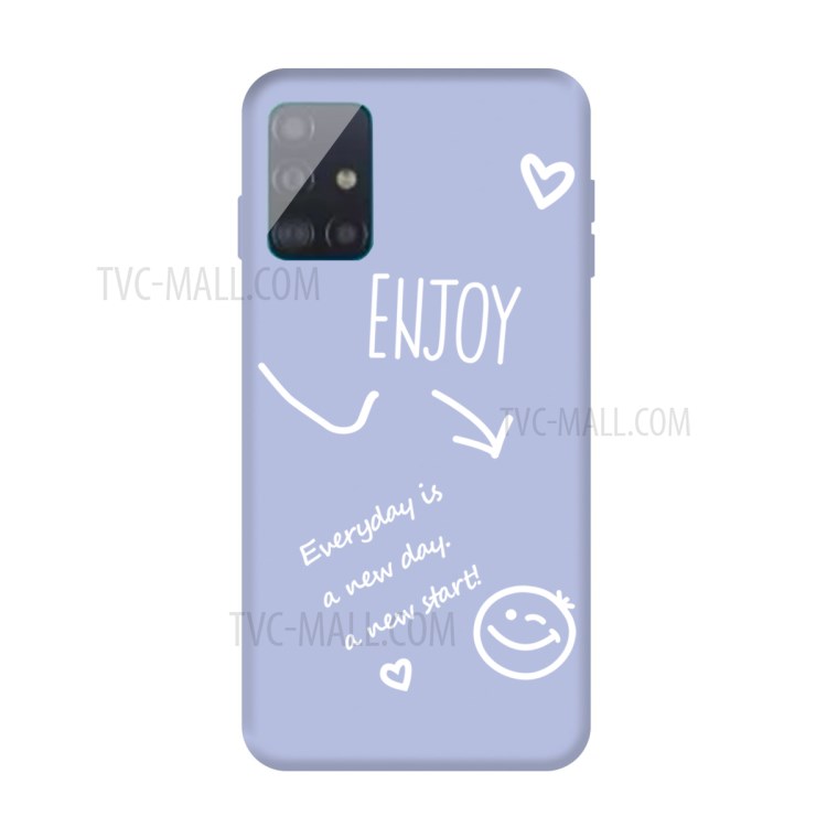 Letters Printing Matte TPU Phone Cover for Samsung Galaxy A51 - Blue-1