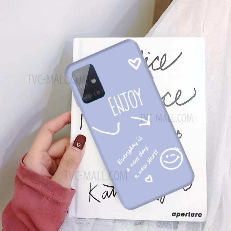 Letters Printing Matte TPU Phone Cover for Samsung Galaxy A51 - Blue-2