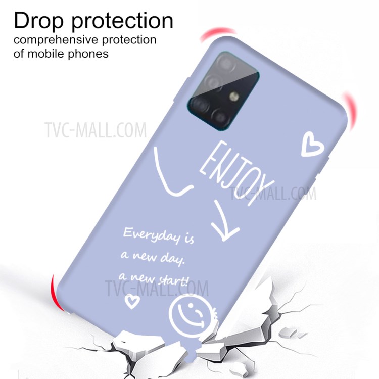 Letters Printing Matte TPU Phone Cover for Samsung Galaxy A51 - Blue-3