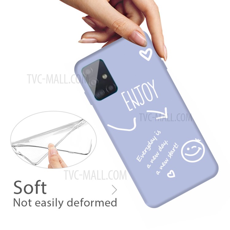 Letters Printing Matte TPU Phone Cover for Samsung Galaxy A51 - Blue-4