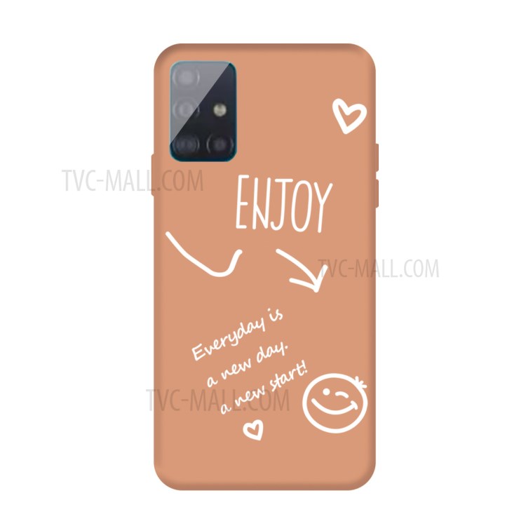 Letters Printing Matte TPU Phone Cover for Samsung Galaxy A51 - Coral-1