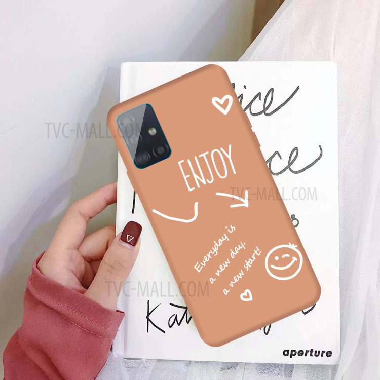Letters Printing Matte TPU Phone Cover for Samsung Galaxy A51 - Coral-2