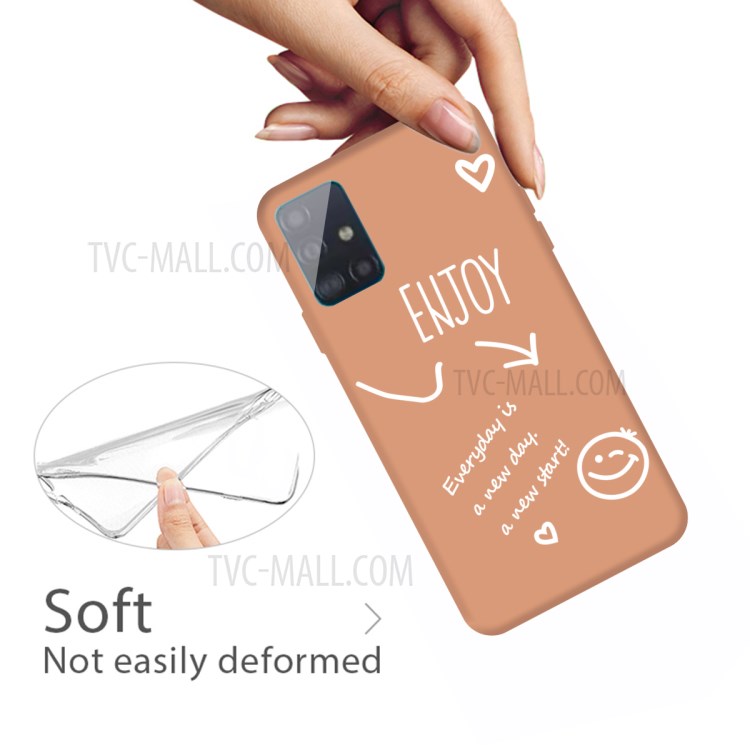 Letters Printing Matte TPU Phone Cover for Samsung Galaxy A51 - Coral-4
