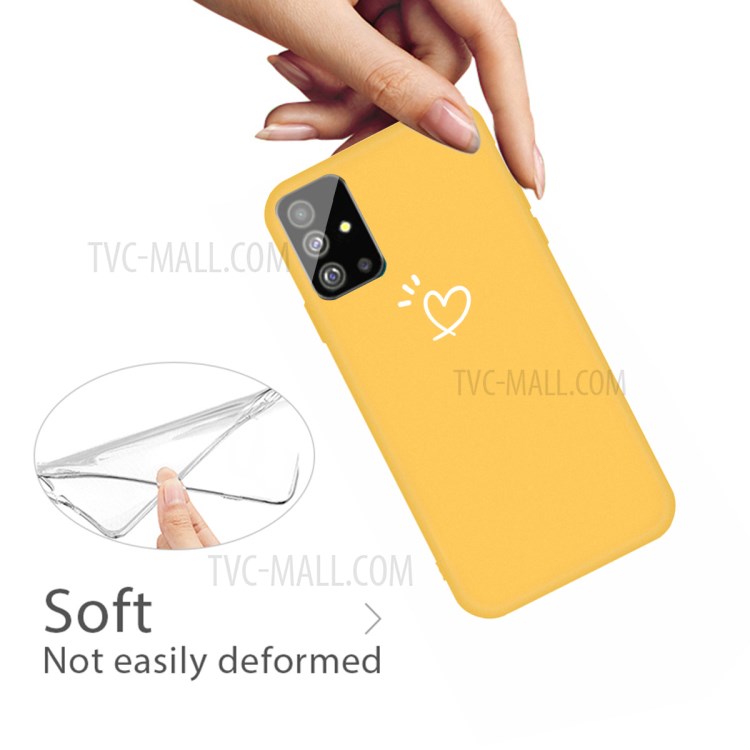 Love Heart Pattern Printing Matte TPU Phone Shell for Samsung Galaxy S20 Plus - Yellow-4