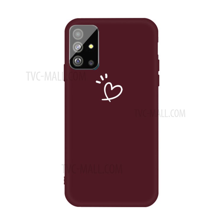 Love Heart Pattern Printing Matte TPU Phone Shell for Samsung Galaxy S20 Plus - Wine Red-1