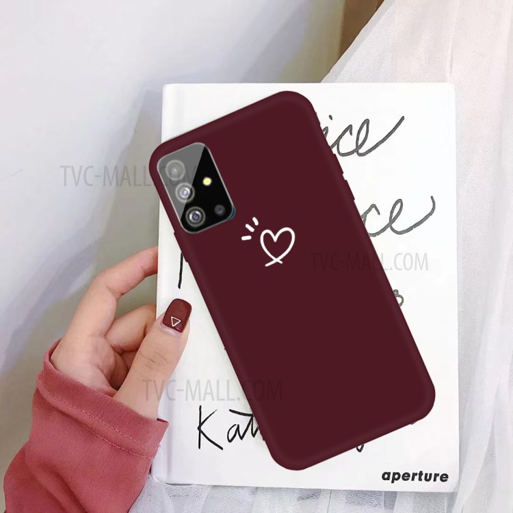 Love Heart Pattern Printing Matte TPU Phone Shell for Samsung Galaxy S20 Plus - Wine Red-2
