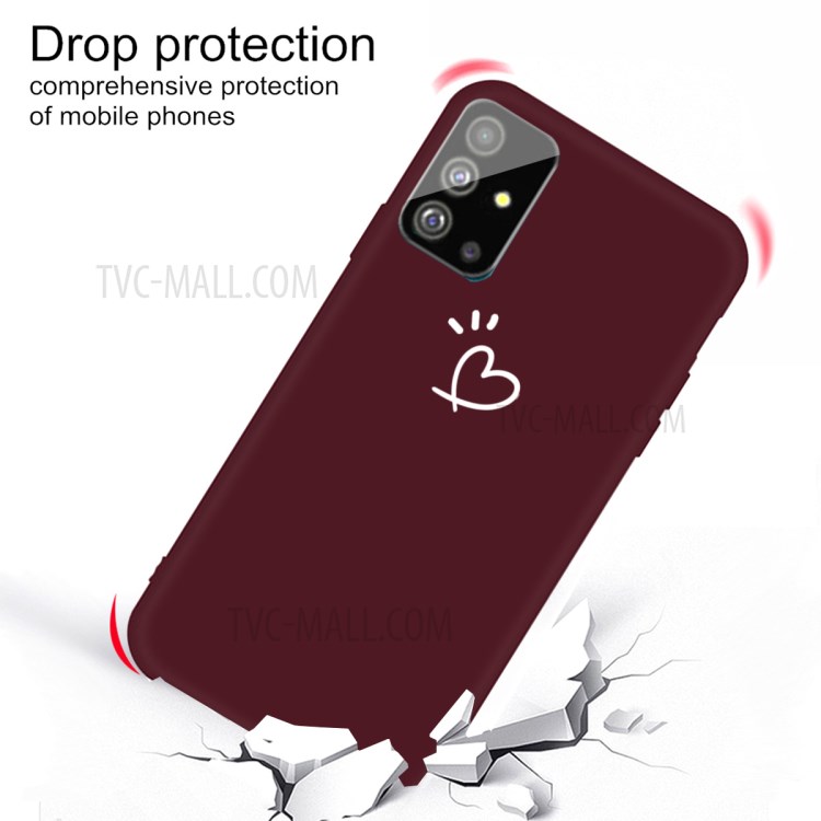 Love Heart Pattern Printing Matte TPU Phone Shell for Samsung Galaxy S20 Plus - Wine Red-3