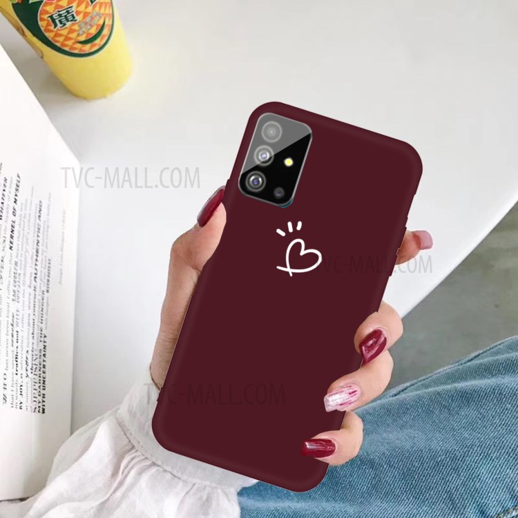 Love Heart Pattern Printing Matte TPU Phone Shell for Samsung Galaxy S20 Plus - Wine Red-5