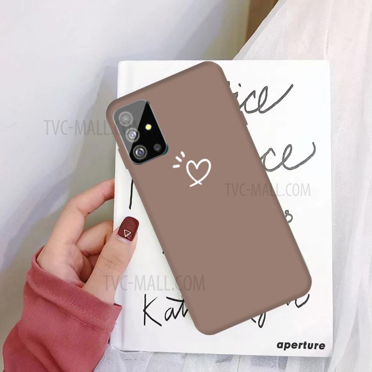 Love Heart Pattern Printing Matte TPU Phone Shell for Samsung Galaxy S20 Plus - Khaki-2