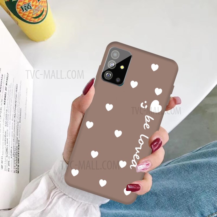 Smile Heart Skin Matte TPU Casing for Samsung Galaxy S20 Plus - Khaki-5