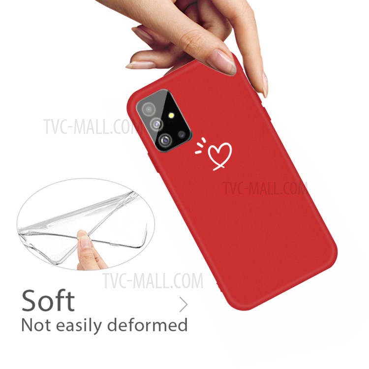 Padrão de Coração Matte TPU Case Móvel Para Samsung Galaxy S20 4G/S20 5G - Vermelho-4