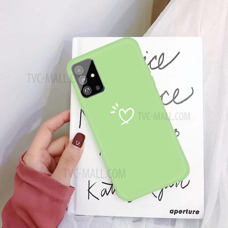 Heart Pattern Matte TPU Mobile Case for Samsung Galaxy S20 - Green-2