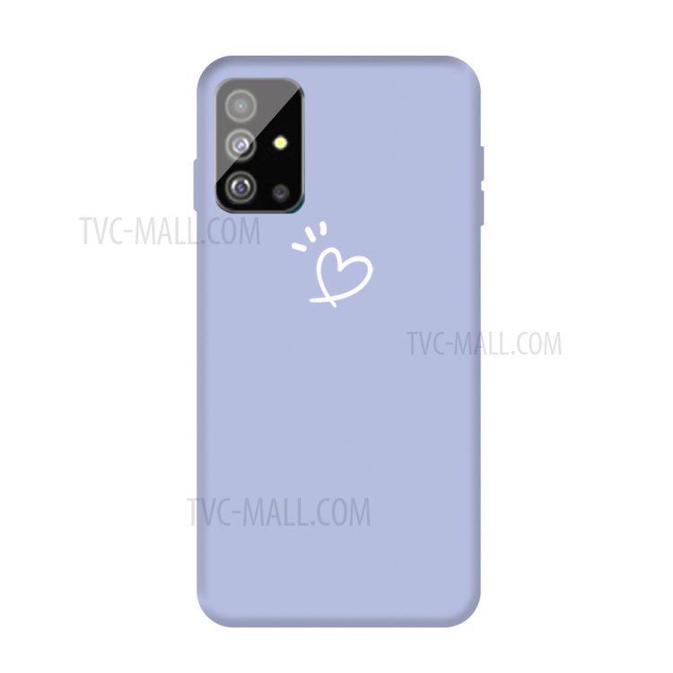 Heart Pattern Matte TPU Mobile Case for Samsung Galaxy S20 - Purple-1