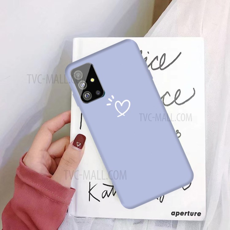 Heart Pattern Matte TPU Mobile Case for Samsung Galaxy S20 - Purple-2