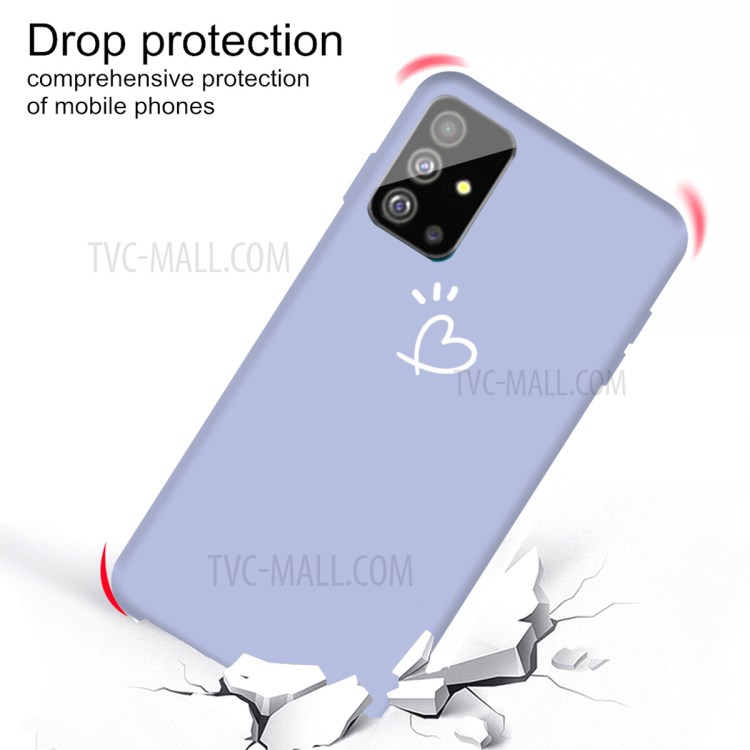 Heart Pattern Matte TPU Mobile Case for Samsung Galaxy S20 - Purple-3