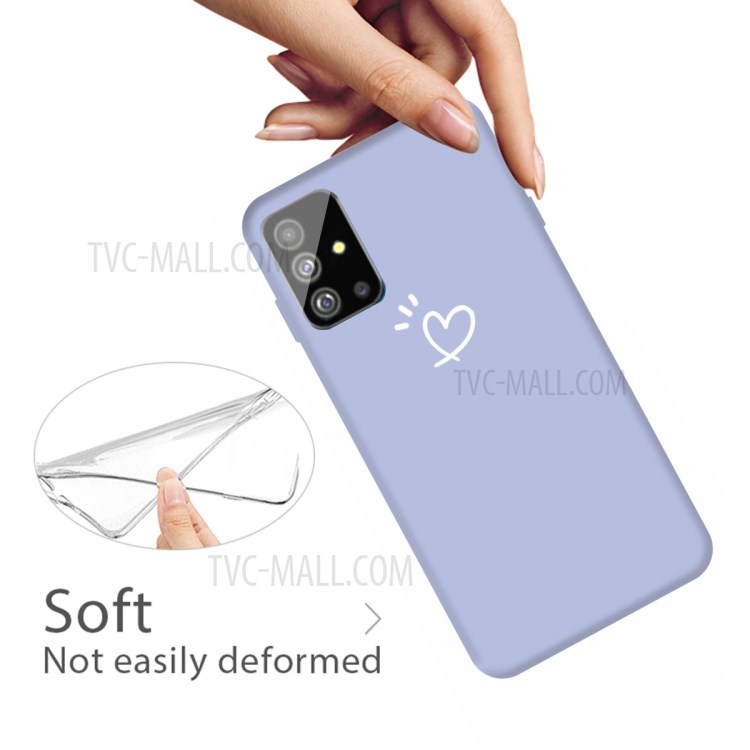 Heart Pattern Matte TPU Mobile Case for Samsung Galaxy S20 - Purple-4