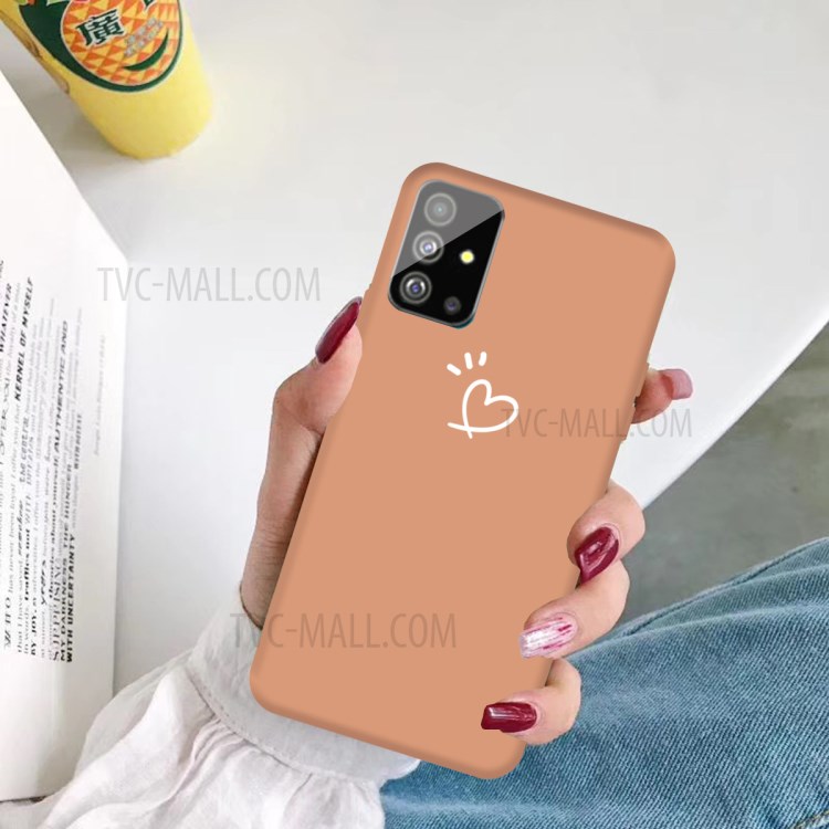 Heart Pattern Matte TPU Mobile Case for Samsung Galaxy S20 - Orange-3
