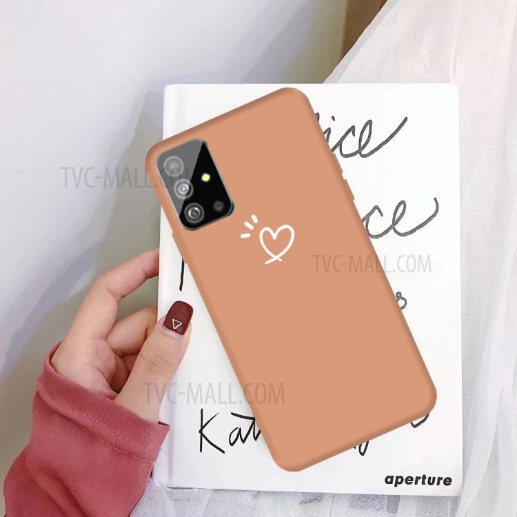 Heart Pattern Matte TPU Mobile Case for Samsung Galaxy S20 - Orange-4