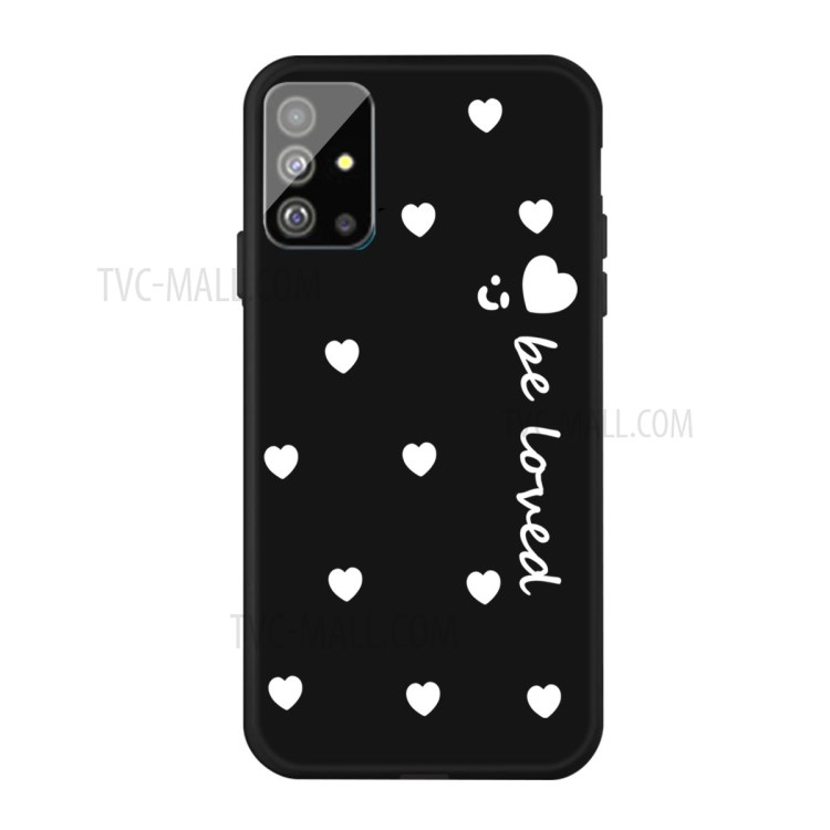 Smiling Face and Hearts Pattern Matte TPU Cover for Samsung Galaxy S20 - Black-1