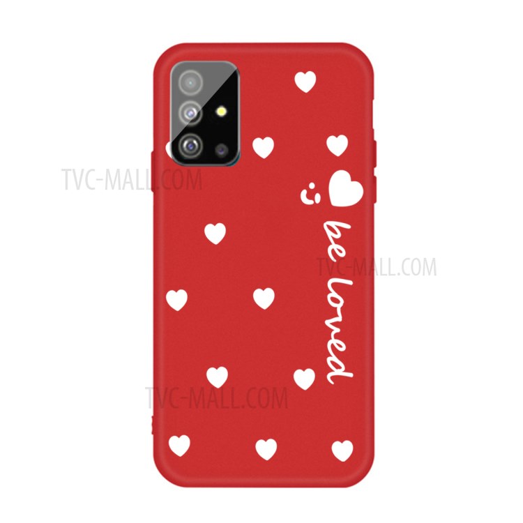 Smiling Face and Hearts Pattern Matte TPU Cover for Samsung Galaxy S20 - Red-1