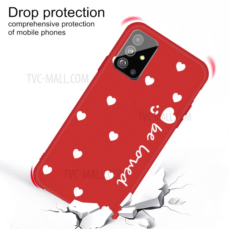 Smiling Face and Hearts Pattern Matte TPU Cover for Samsung Galaxy S20 - Red-3