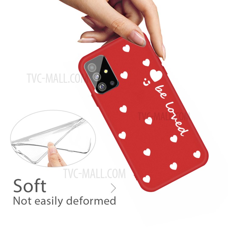 Smiling Face and Hearts Pattern Matte TPU Cover for Samsung Galaxy S20 - Red-4