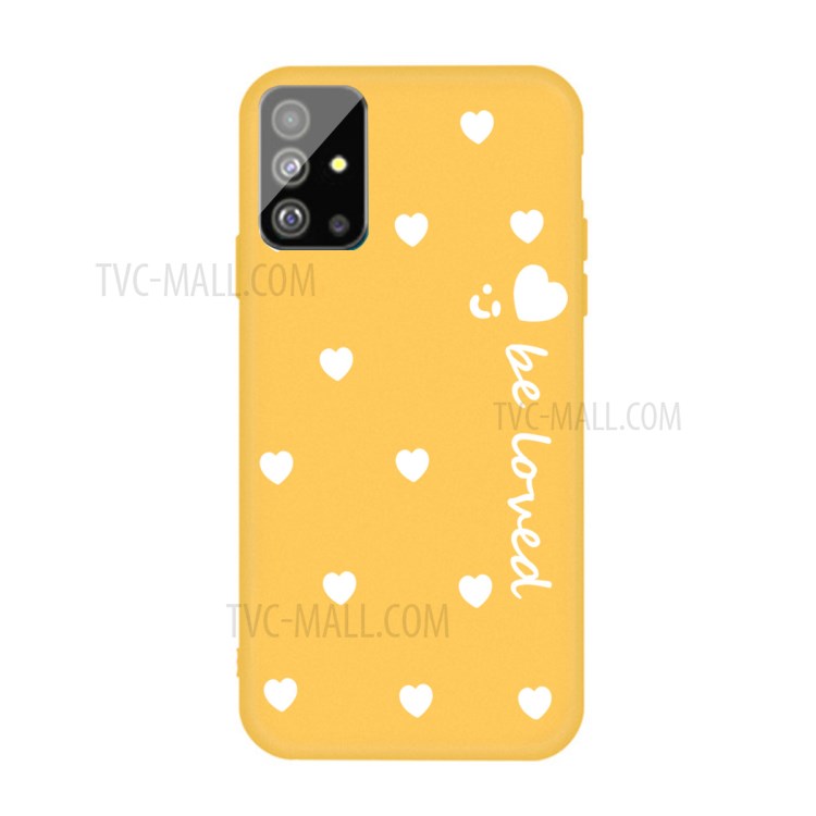 Smiling Face and Hearts Pattern Matte TPU Cover for Samsung Galaxy S20 - Yellow-1