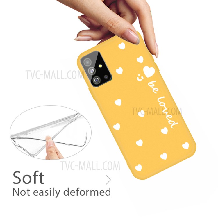 Smiling Face and Hearts Pattern Matte TPU Cover for Samsung Galaxy S20 - Yellow-4