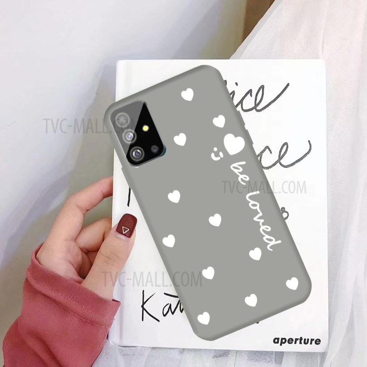 Smiling Face and Hearts Pattern Matte TPU Cover for Samsung Galaxy S20 - Grey-2