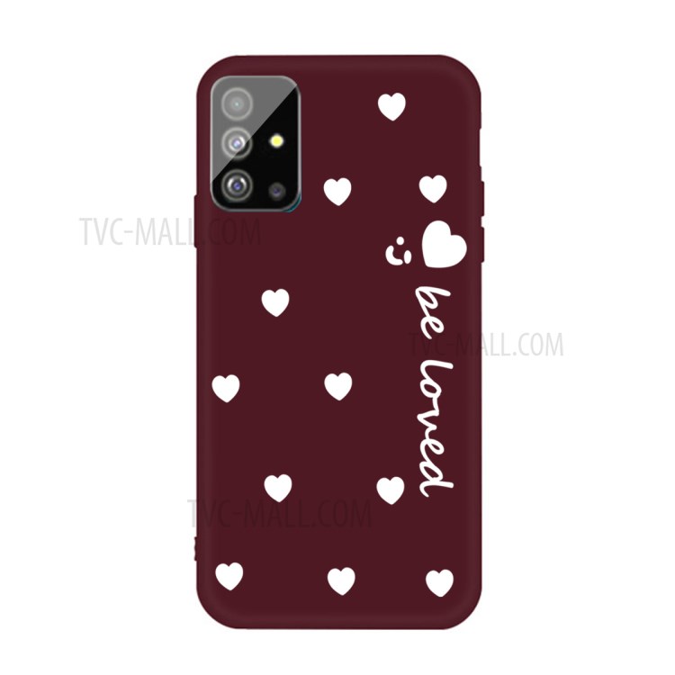 Smiling Face and Hearts Pattern Matte TPU Cover for Samsung Galaxy S20 - Wine Red-1