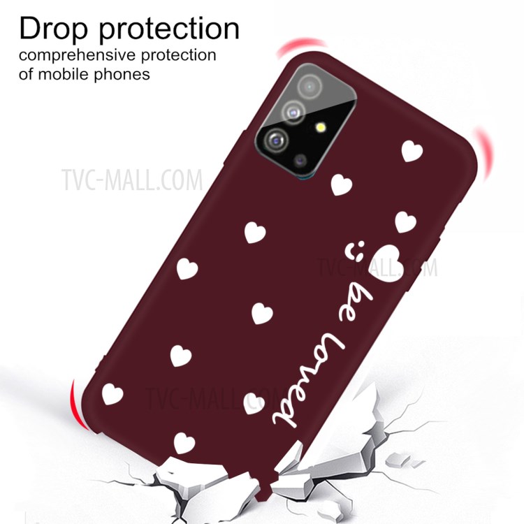 Smiling Face and Hearts Pattern Matte TPU Cover for Samsung Galaxy S20 - Wine Red-3