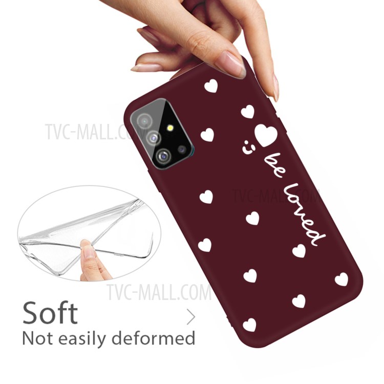 Smiling Face and Hearts Pattern Matte TPU Cover for Samsung Galaxy S20 - Wine Red-4
