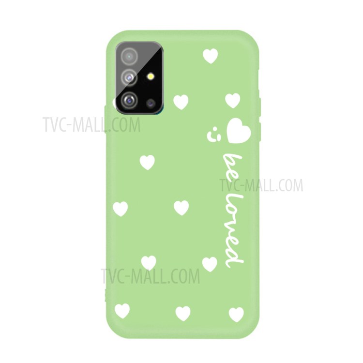 Smiling Face and Hearts Pattern Matte TPU Cover for Samsung Galaxy S20 - Green-1