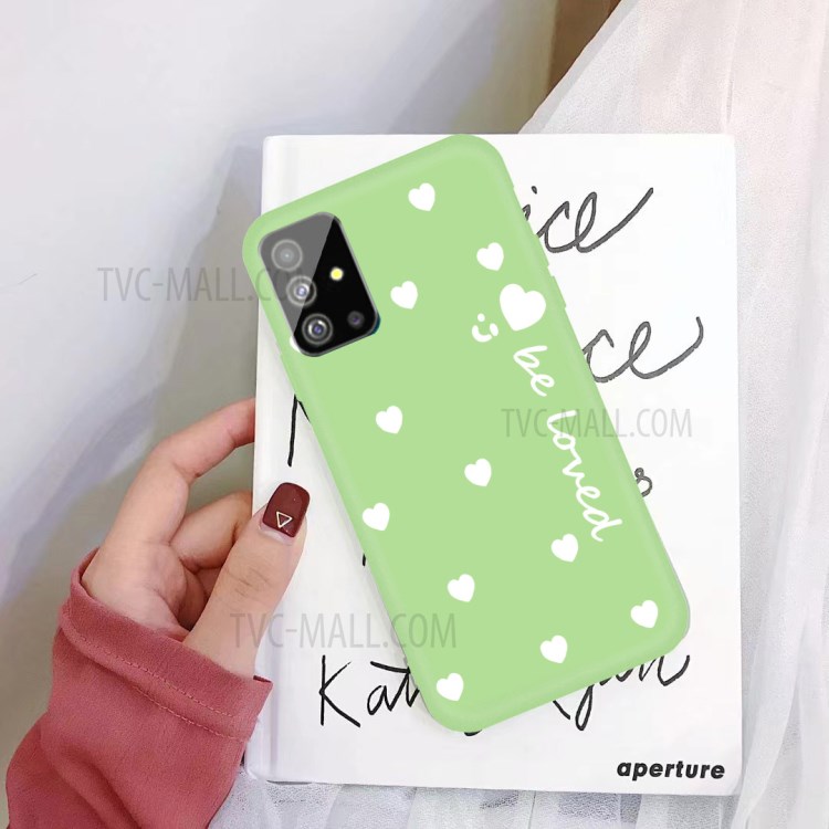 Smiling Face and Hearts Pattern Matte TPU Cover for Samsung Galaxy S20 - Green-2