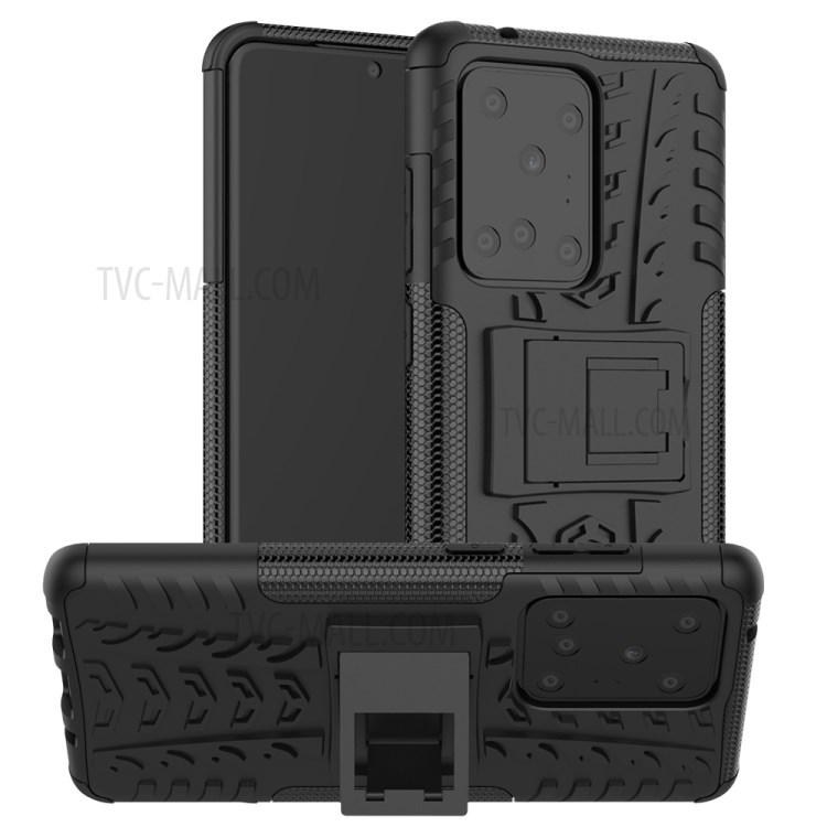 Cool Tyre Pattern PC + TPU Shell with Kickstand Casing for Samsung Galaxy S20 Ultra - Black-1