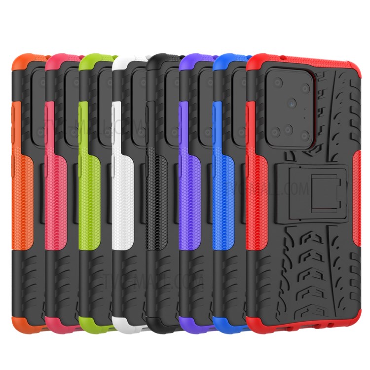 Cool Tyre Pattern PC + TPU Shell with Kickstand Casing for Samsung Galaxy S20 Ultra - Black-10