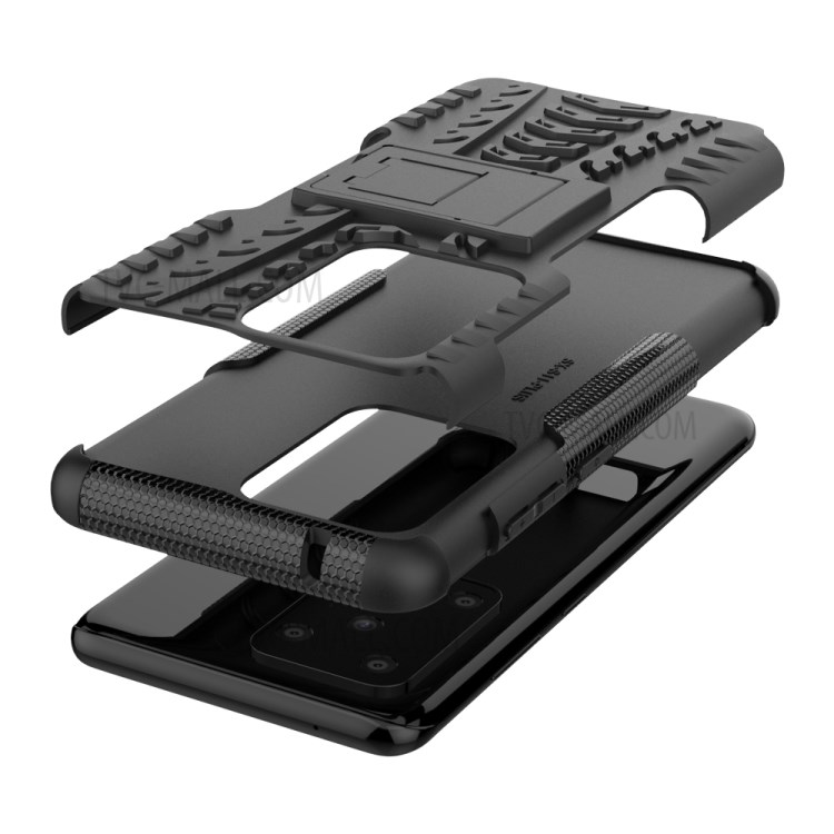 Cool Tyre Pattern PC + TPU Shell with Kickstand Casing for Samsung Galaxy S20 Ultra - Black-8