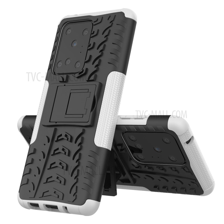 Cool Tyre Pattern PC + TPU Shell with Kickstand Casing for Samsung Galaxy S20 Ultra - White-2