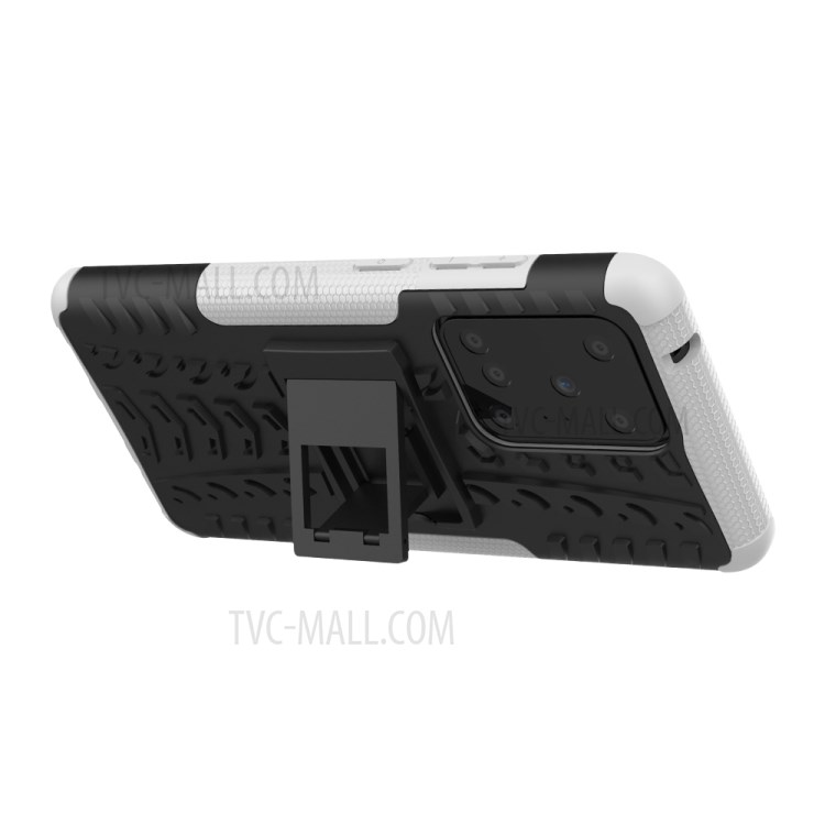Cool Tyre Pattern PC + TPU Shell with Kickstand Casing for Samsung Galaxy S20 Ultra - White-5